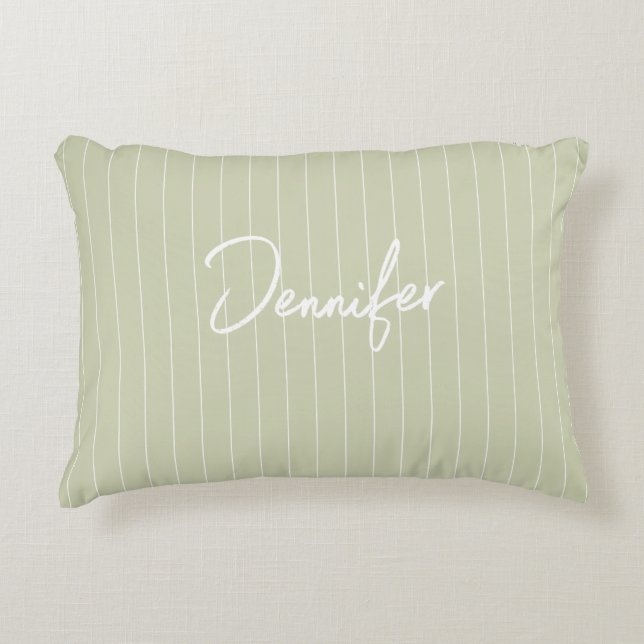Couple Sage Green Customized Handwritting Name Accent Pillow (Front)