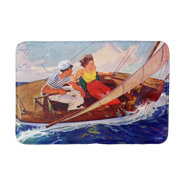 Couple Sailing by R.J. Cavaliere Bathroom Mat (Front)