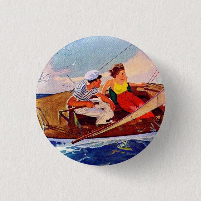 Couple Sailing by R.J. Cavaliere Button (Front)