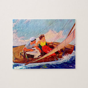Couple Sailing by R.J. Cavaliere Jigsaw Puzzle