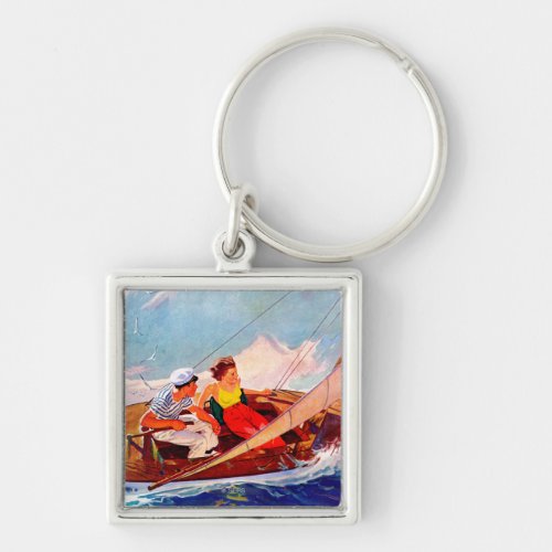 Couple Sailing by RJ Cavaliere Keychain