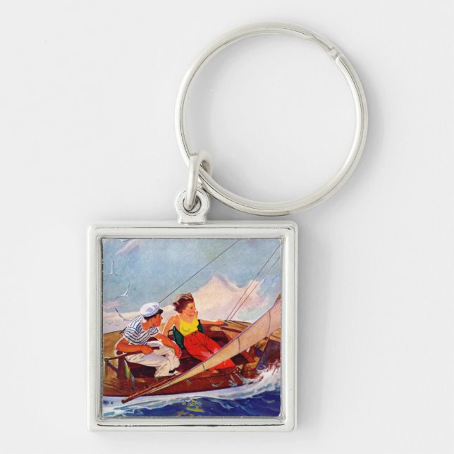 Couple Sailing by R.J. Cavaliere Keychain (Front)