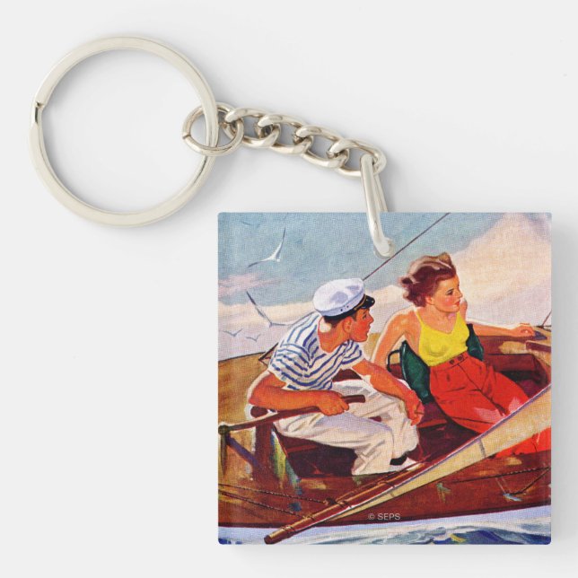 Couple Sailing by R.J. Cavaliere Keychain (Front)