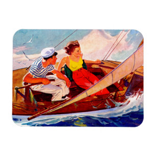 Couple Sailing by R.J. Cavaliere Magnet