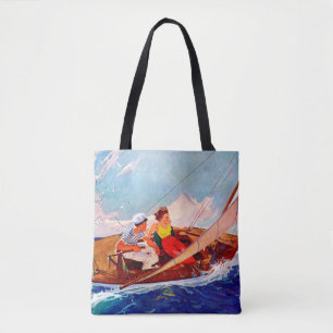 Couple Sailing by R.J. Cavaliere Tote Bag