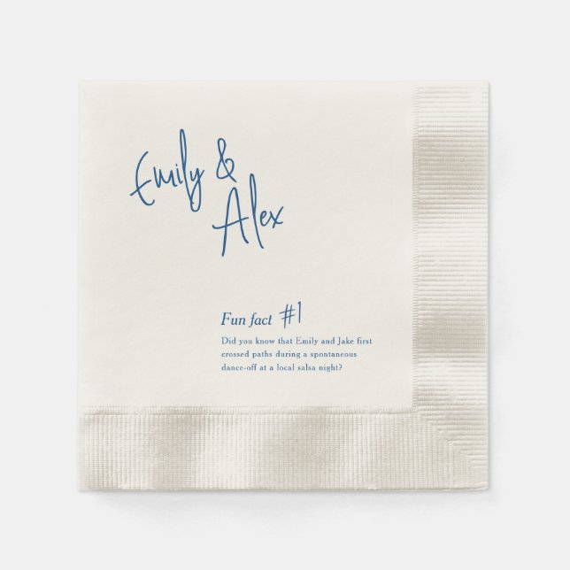 Couple Script Fun Facts Wedding Napkins (Front)
