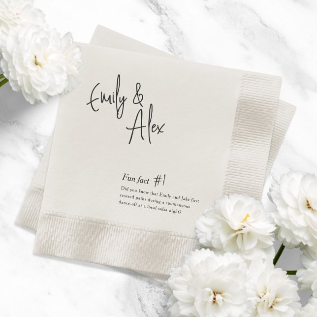 Couple Script Fun Facts Wedding Napkins (Creator Uploaded)