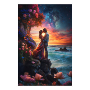 *~* Couple  Sea Moon Fantasy Romantic Flower AP51  Photo Print