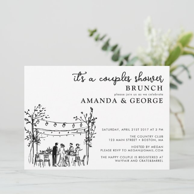 Couple shower brunch sketchy invitation (Standing Front)