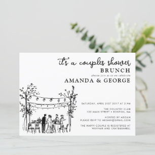 Couple shower brunch sketchy invitation
