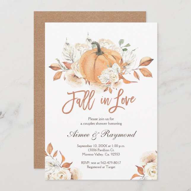 Couple Shower  Fall In Love Bridal Shower Invitation (Front/Back)
