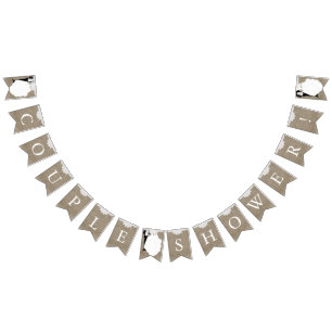 Couple Shower in Burlap and White Lace Bunting Flags