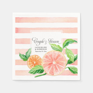 Couple Shower Modern Pink Grapefruit Orange Citrus Napkins