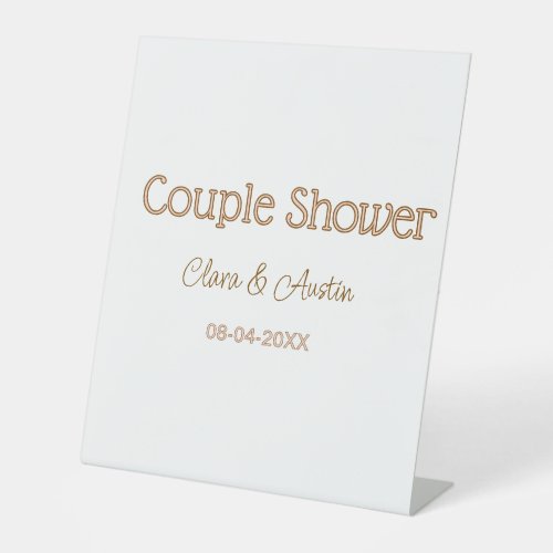 couple shower name date brown pink pastel wedding  pedestal sign