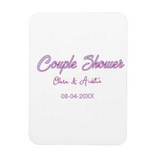 couple shower name date gray trendy simple pink magnet