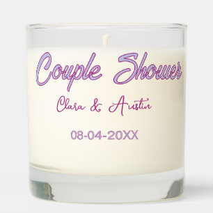 couple shower name date gray trendy simple pink scented candle