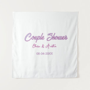 couple shower name date gray trendy simple pink tapestry