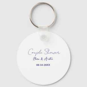 couple shower name date purple trendy simple minim keychain
