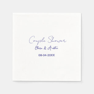 couple shower name date purple trendy simple minim napkins