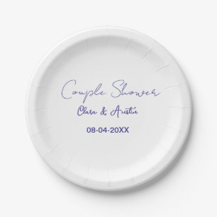 couple shower name date purple trendy simple minim paper plates