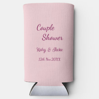 couple shower pink purple pastel wedding name date seltzer can cooler