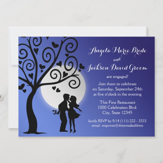 Couple Silhouette Engagement Party Invitation (Front)