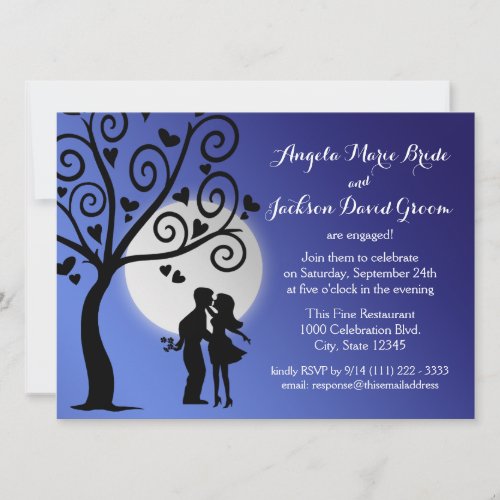 Couple Silhouette Engagement Party Invitation