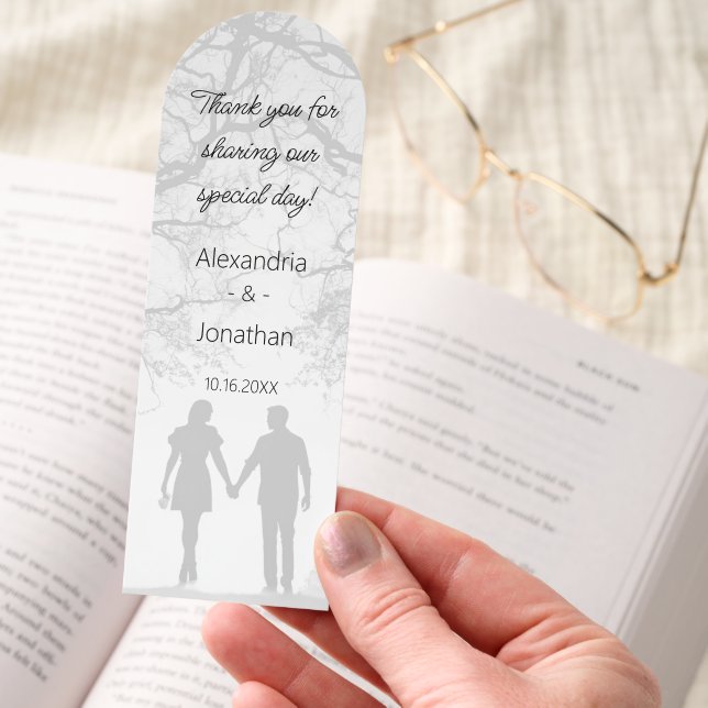 Couple Silhouette Wedding Thank You  Bookmarks (Hand)