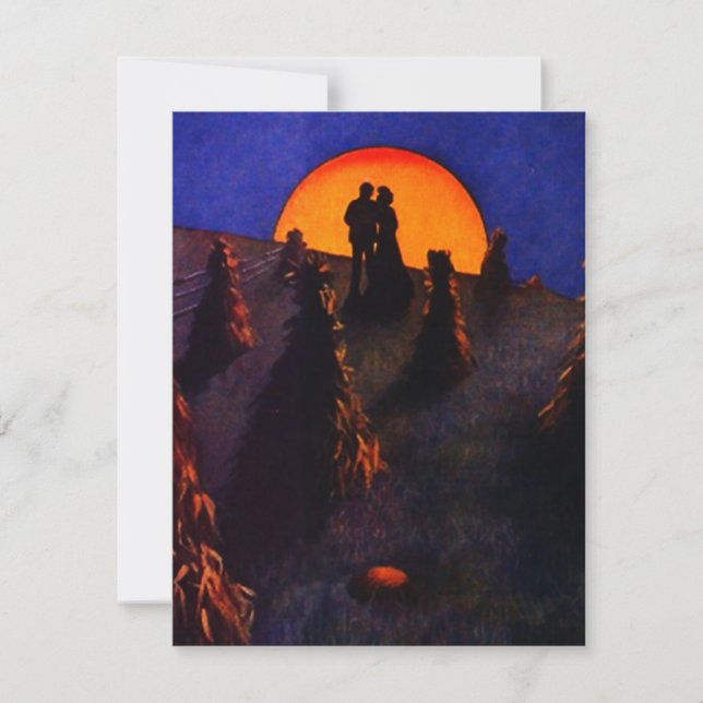 COUPLE SILHOUTTED IN HARVEST MOON INVITATION! INVITATION (Front)