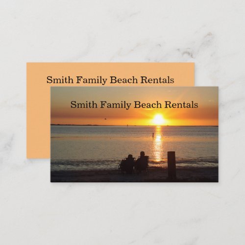 Couple Sit On Beach At Sunset Business Card