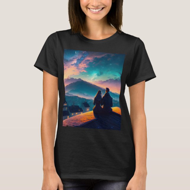 Couple Sitting On The Roof T-Shirt (Front)