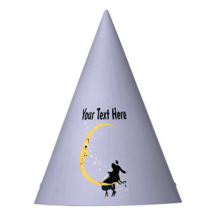 Couple Sitting on Yellow Crescent Moon Angry Face Party Hat