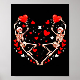 Couple Skeletons Sungles Dancing Cute Hearts Valen Poster