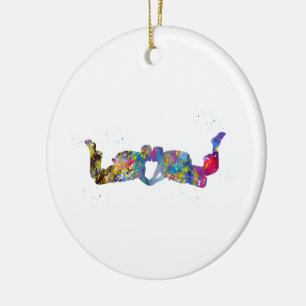 Couple Skydiver Ceramic Ornament