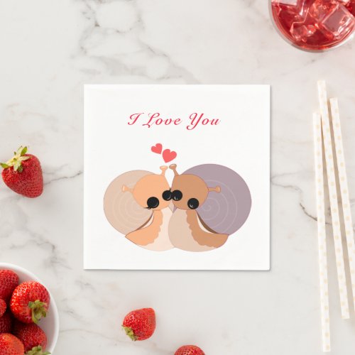 Couple Snail Napkins with Text _ I Love You