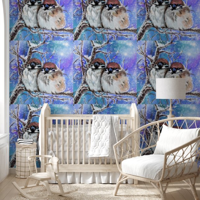 Couple Sparrow In Winter Wallpaper (Kids)