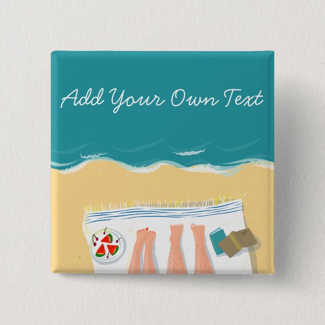 Couple Sunbathing Personalised Travel Button (Front)