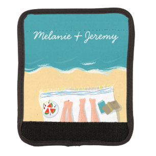 Couple Sunbathing Personalised Travel Luggage Handle Wrap