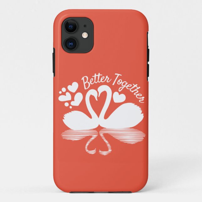 Couple Swan Silhouette Reflection in the Water Case-Mate iPhone Case (Back)