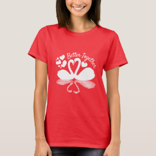 Couple Swan Silhouette Reflection in the Water T-Shirt