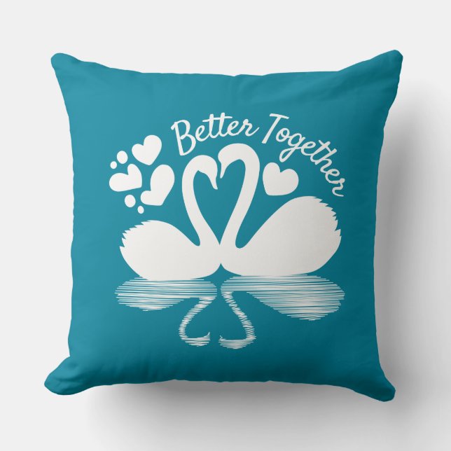 Couple Swan Silhouette Reflection in the Water Throw Pillow (Front)