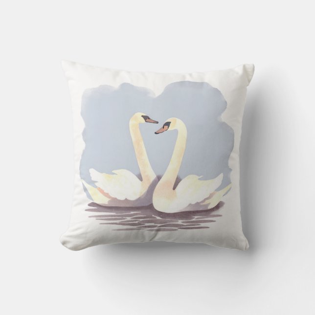 Couple Swan Throw pillow (Front)