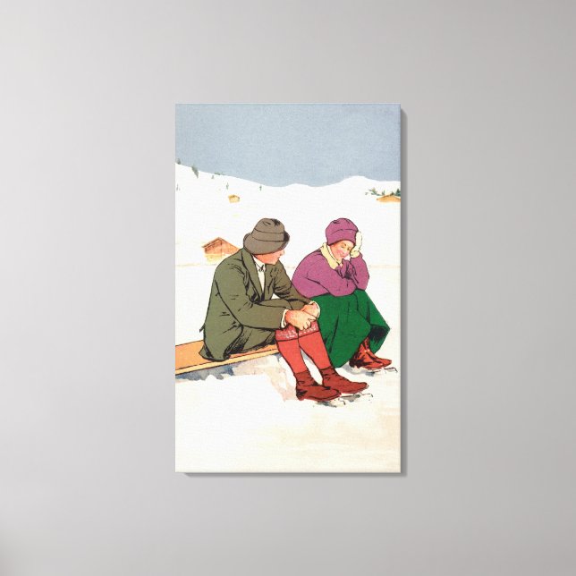 Couple Taking an Ice Skating Break Canvas Print (Front)