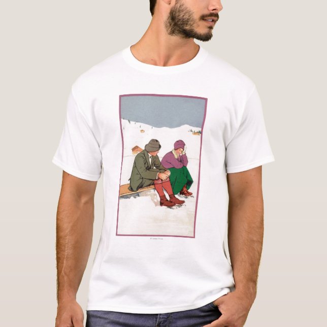 Couple Taking an Ice Skating Break T-Shirt (Front)