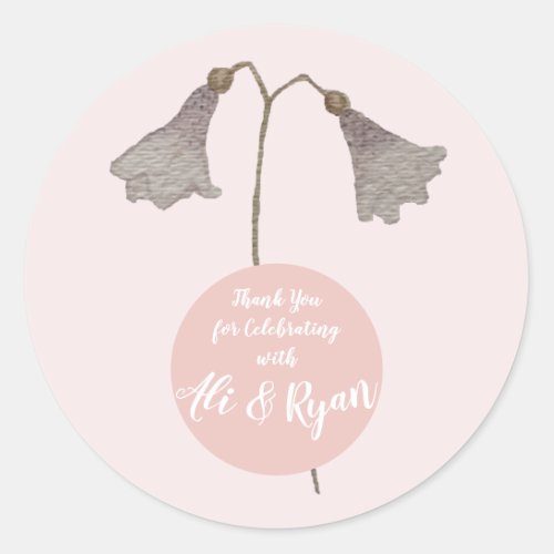 Couple Thank You Floral Watercolor Wildflowers Classic Round Sticker