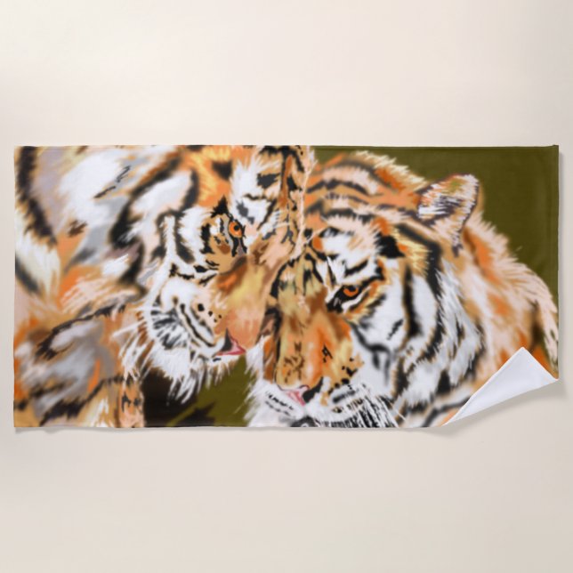Couple Tiger Beach Towel (Front)