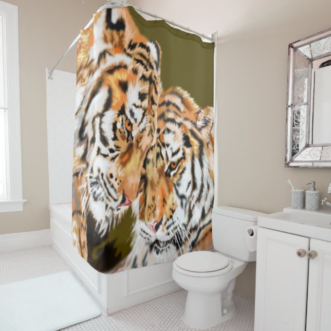 Couple Tiger Shower Curtain (In Situ)