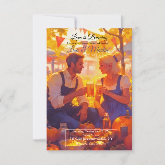 Couple Toasting Fall Invitation  (Front)
