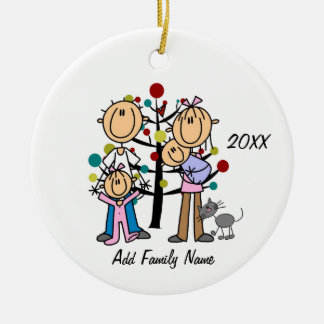 Couple Toddler Girl Baby Boy Cat Ceramic Ornament