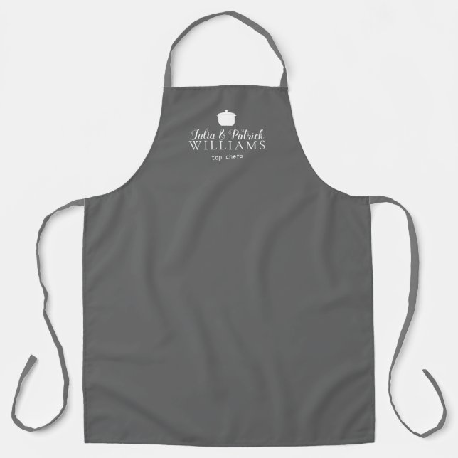 couple top chefs minimalist gray apron (Front)